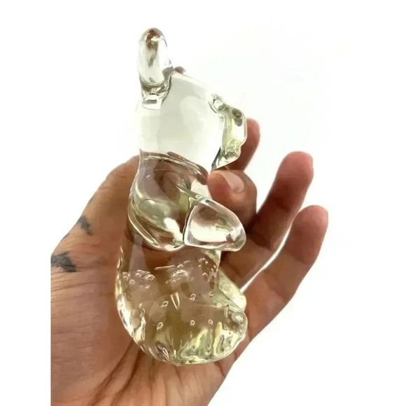 VTG Clear Crystal Glass Bear Controlled Bubbles Paperweight 8.4 Oz - Picture 8 of 13